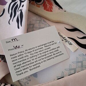 Long Sleeve Tie-Waist Shirt Dress – Boho Floral Print – Size M